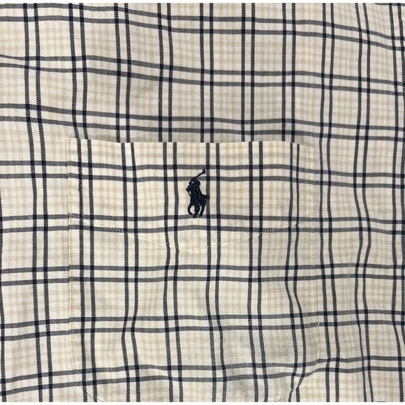 Vintage Ralph Lauren Shirt Men Large Marlowe Plaid Pony Short Sleeve Button Down - Picture 8 of 9